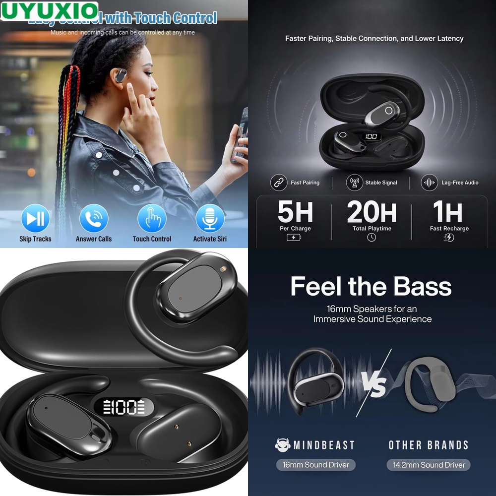 Bone Conduction Running Headphones - Open Ear Headphones and Wireless Earphones