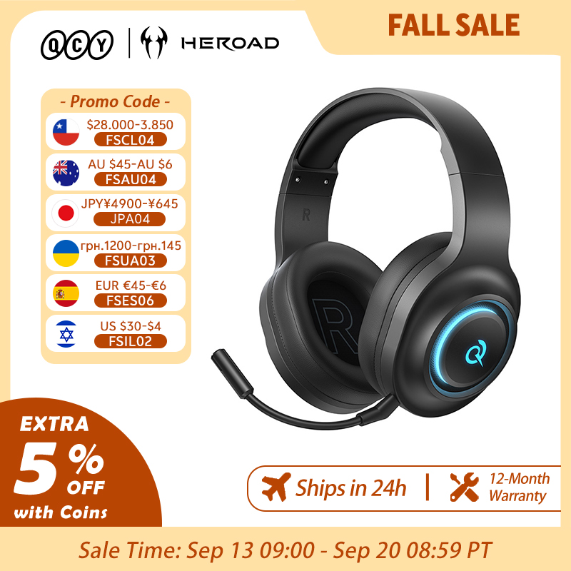 Anc Wireless Over Ear Headphones - QCY Heroad V200 Gaming Headset with