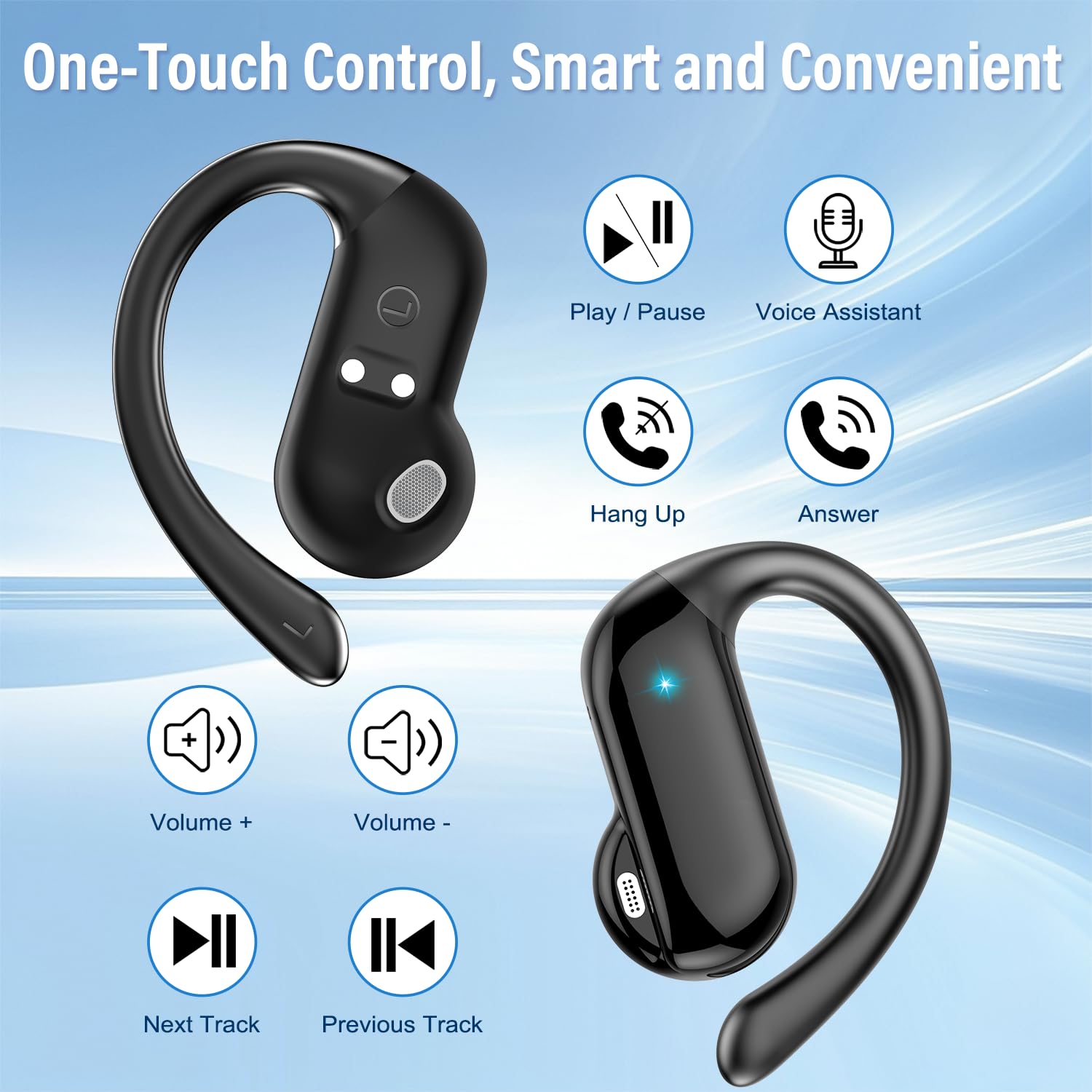 Type C Wired Earphones With Mic - 2026 Open-Ear Earbuds Bluetooth 5.4 Wireless