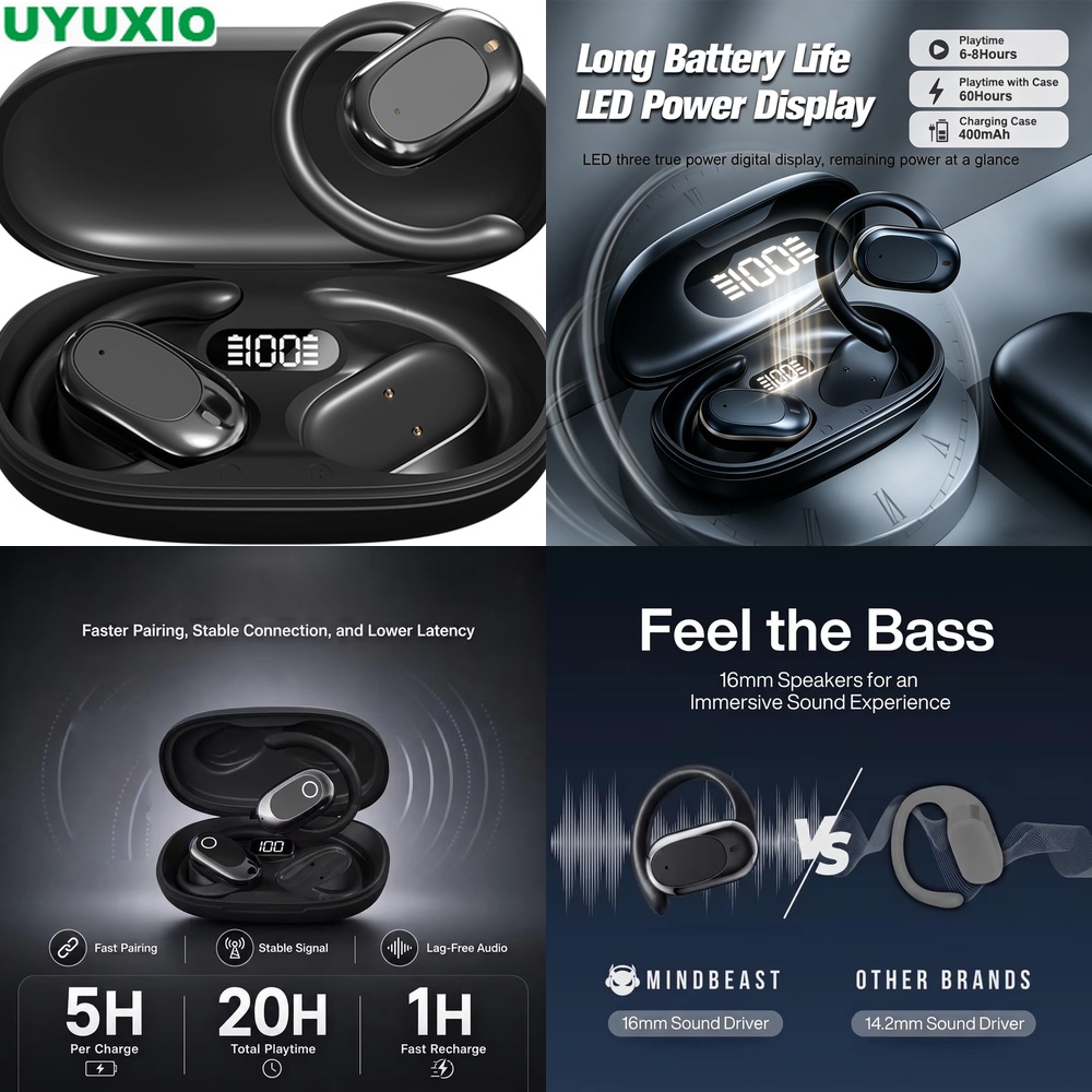 Bone Conduction Running Headphones - Open Ear Earphones and Wireless Headset