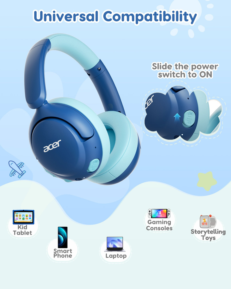 Acer OHR725 Kids Bluetooth 5.4 - đánh giá và giá Anc Wireless Over Ear Headphones