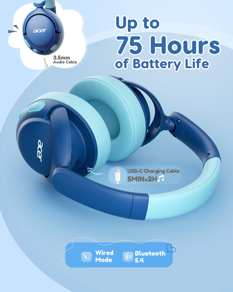 Acer OHR725 Kids Bluetooth 5.4 - đánh giá và giá Anc Wireless Over Ear Headphones