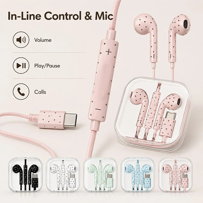 Cute Polka Dot Type‑c Wired Ea - đánh giá và giá Type C Wired Earphones With Mic